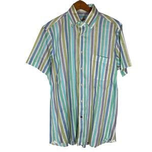 CARREL Multicolor Striped Linen Blend Dress Shirt      Size: 41 / 16